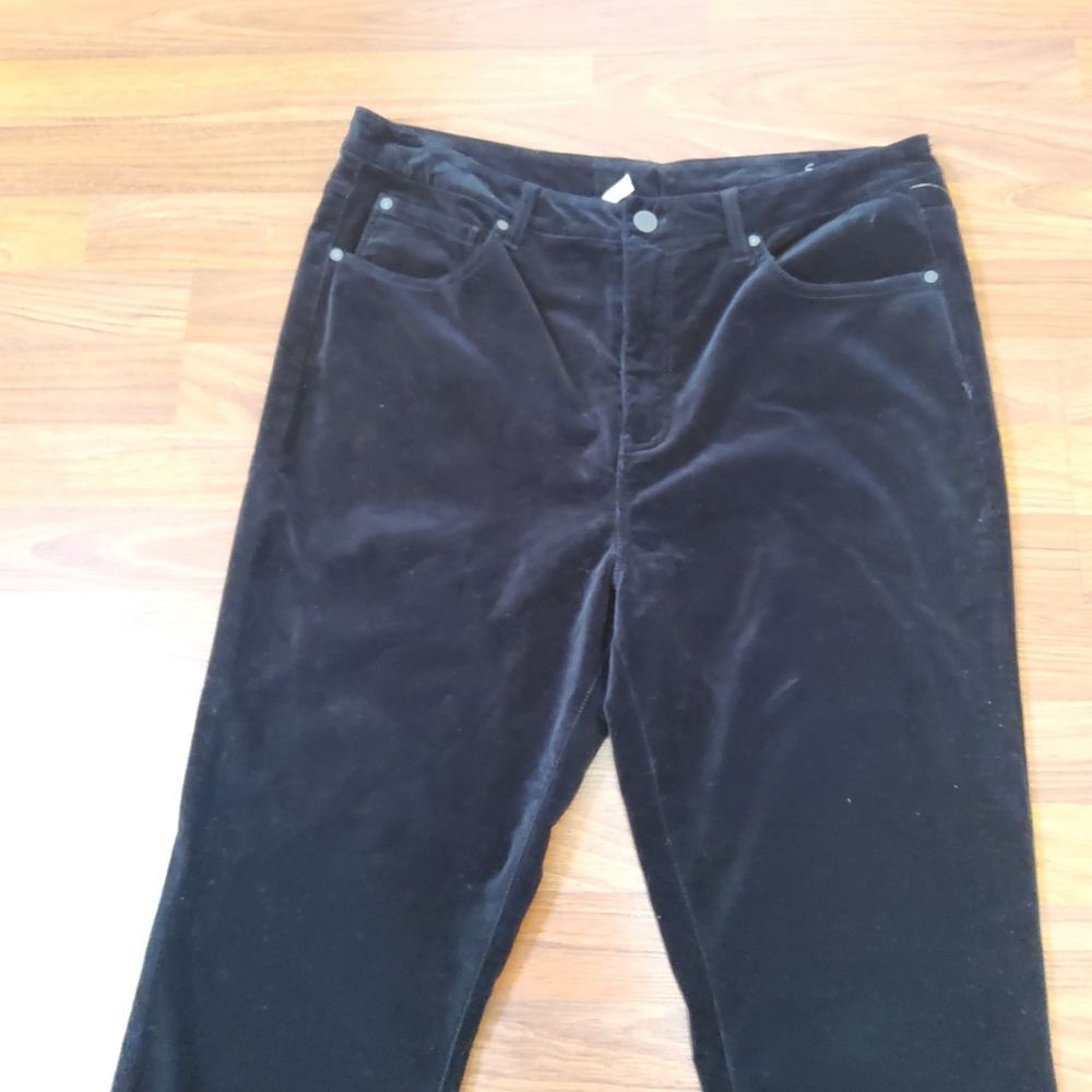 Soft Surroundings Black Velvet Ankle Crop Skinny Pants Size 16 New - Picture 4 of 8